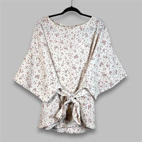 Hayden the Leslie Shirt-Dots Scoop Neck Cream Boho Blouse Size 2XL-3XL - Picture 1 of 13